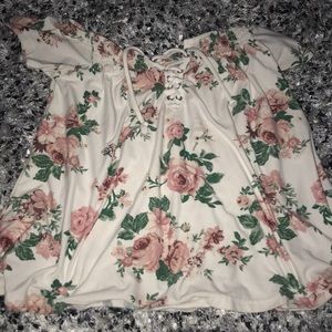a off the shoulder white and floral girls shirt